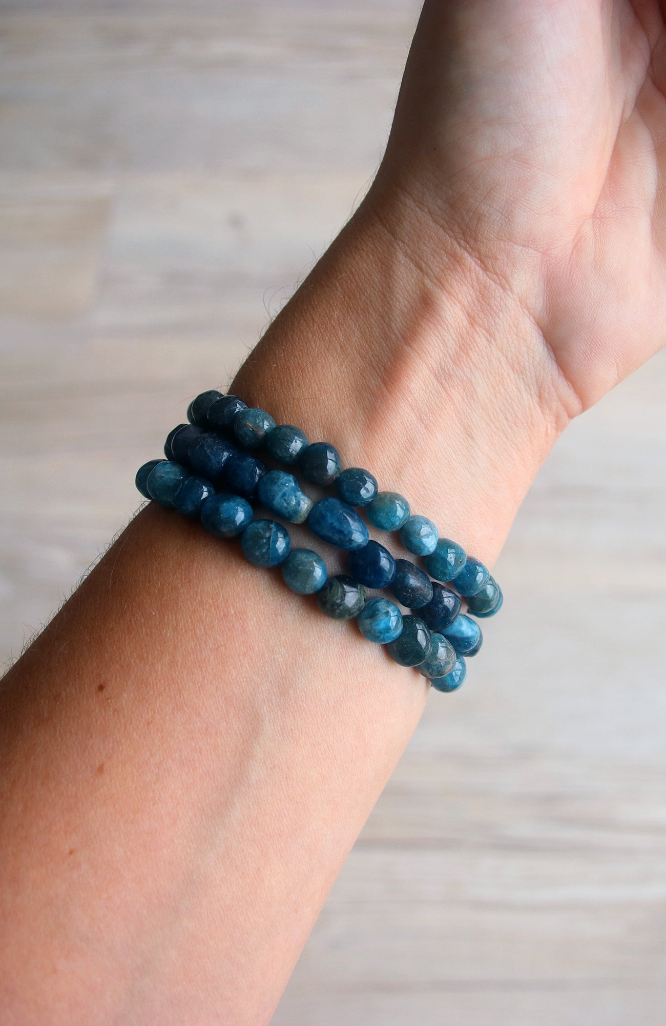 Blue Apatite Nugget 6-8mm Bracelet 297